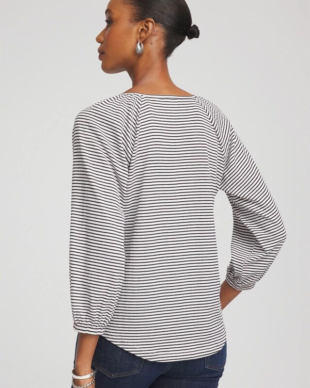 Striped Crinkled Raglan Top - image 3